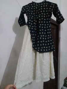 Girls Blue and White Dress