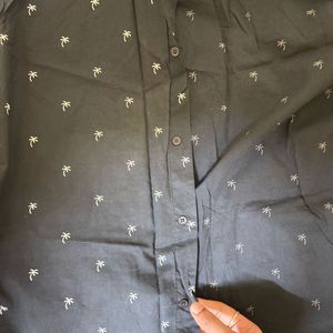 Palm Tree Print Button-Down Shirt