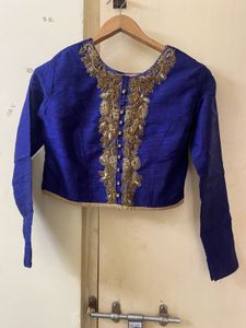 blue and gold lehanga