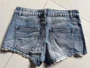ONLY Denim Shorts with Lace Trim