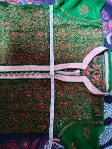 Beautiful Leaf Green Chikan Kurti