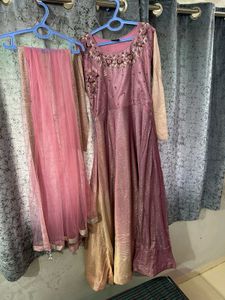 Elegant Mauve Embroidered Dress