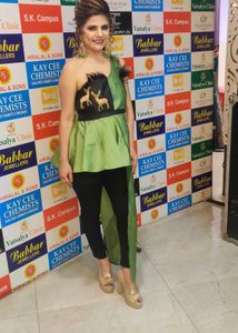 Green &amp; Black One Shoulder Party Top