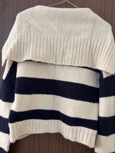 Korean darkblue &amp; beige Knit Sweater