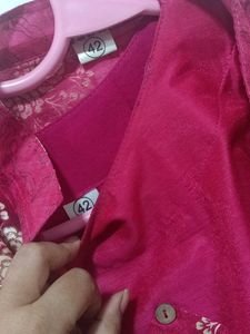 A Kurta With Printed Partywear Shrug