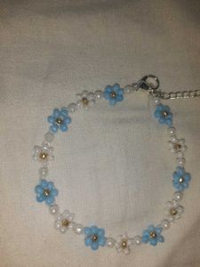 Blue Flower Beaded Bracelet