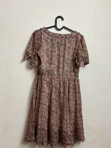 Floral fit and flare knee length dress