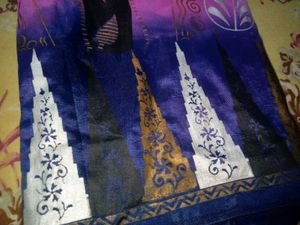 Colorful Printted Silk Glitterish Saree