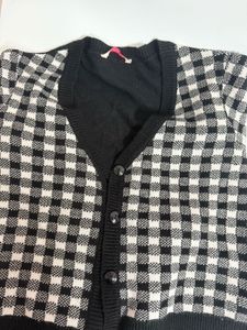 Checkered Knit Cardigan