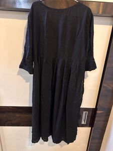 Black Embroidered Kurta With Bottom