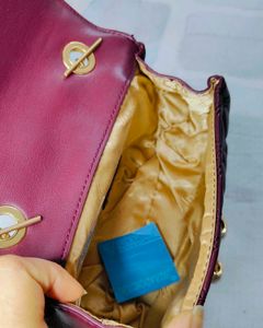 INC.5 Women Wine Quilted Sling Bag