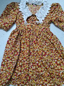 Floral Mini Dress with Lace Collar