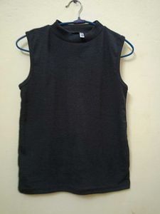 Black Mock Neck Sleeveless Top