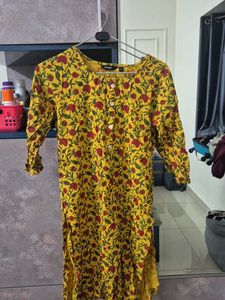 Yellow and Red floral kurta