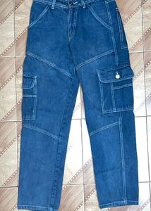 Blue Denim Cargo Pants