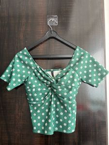 Floral Green Crop Top