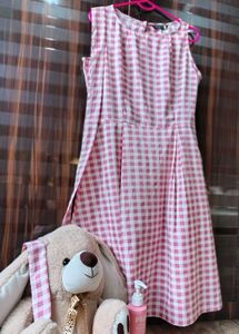 Girls Pink Checkered Dress