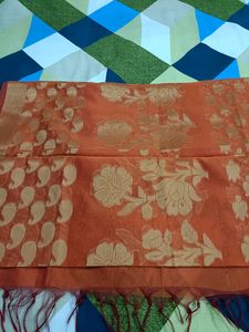 Orange Floral Dupatta