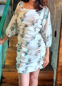 Floral Off-Shoulder Ruched Dress
