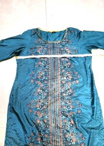 Aurelia Teal Floral Print Tunic Kurti.Size 46.