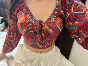 Desi Boho Babe Crop – Padded & Pop of Color!