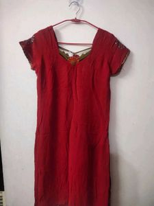 Red Embroidered Kurta