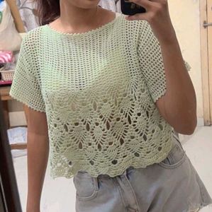 Mint Green Crocheted Top