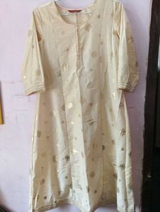 Golden Cream Colour Anaarkali Kurta.