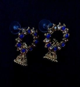 Blue &amp; Crystal Circle Earrings