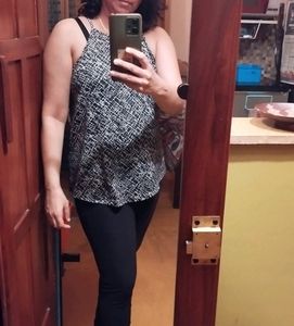 High low monochrome print top