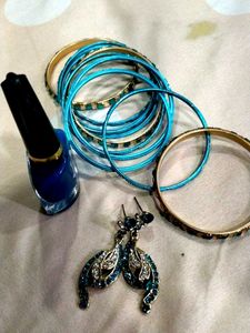 Teal &amp; Gold Bangle Set