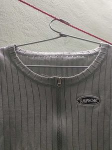 Ribbed Crop Top with Zipper