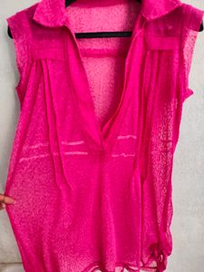 V Neck Mini Dress And Pink Shrug