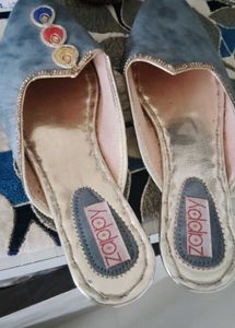 Zappy Blue Embellished Mules