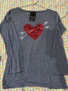 Heart Sequin Long Sleeve Top