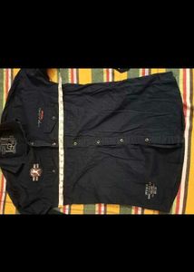 Vintage Style Navy Button-Down Shirt