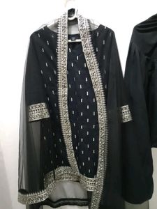 Black &amp; Silver Embellished Salwar Kameez
