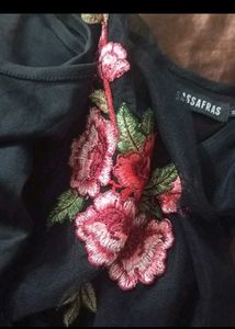 Sassafras Black Floral Embroidered Dress