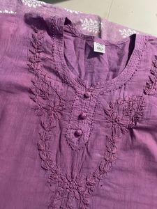 Purple Chikankari Short Kurti