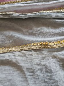 Light Grey & Gold Trim Dupatta