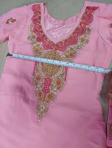 Party Wear Georgette Kurti &amp; Silk Pant