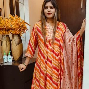 Khadi cotton, multicolour three piece suit