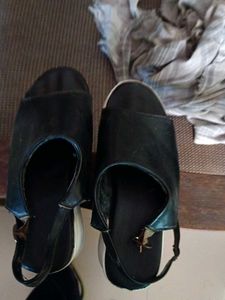 Black Wedge Slingback Sandals