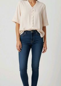 Trendy New Peach Button-Down Top