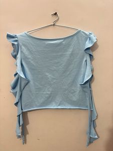 Sky Blue Ruffle Sleeve Top