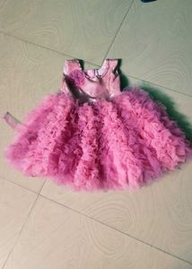 Pink Colour Children Net Frock