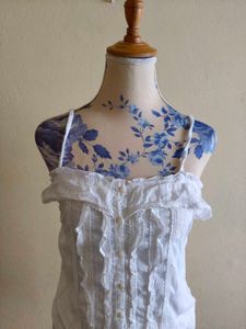 White Ruffled Cami Top