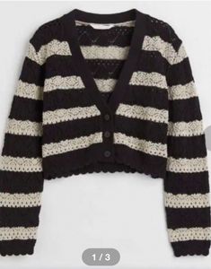 h&amp;m Striped Cropped Cardigan