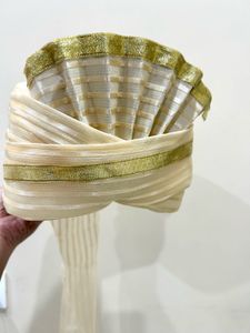 New Elegant Cream &amp; Gold Turban/Pagdi