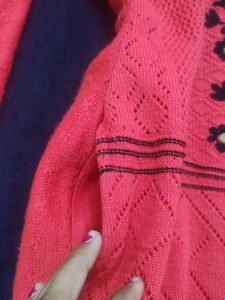 Embroidered Pink Woolen Kurti